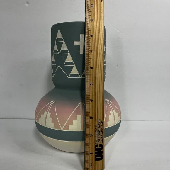 SIOUX POTTERY VASE Signed by High Elk $27.80 - PicClick sioux pottery vase signed high‎ elk 9 inches blue pink white